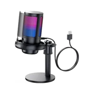 Micrófono Gaming RGB, Microfono Pastilla cardioide para PC Mac