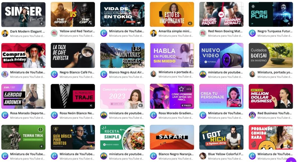 Miniaturas de youtube